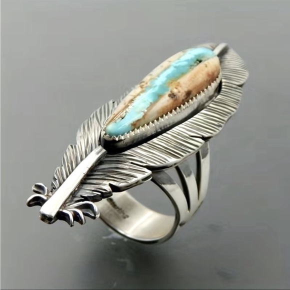 BOHEMIAN SILVER FEATHER RING - Picture 1 of 5